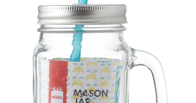 HEMA Mason Jar Met Rietje 450ml (transparant) | 8716618917952