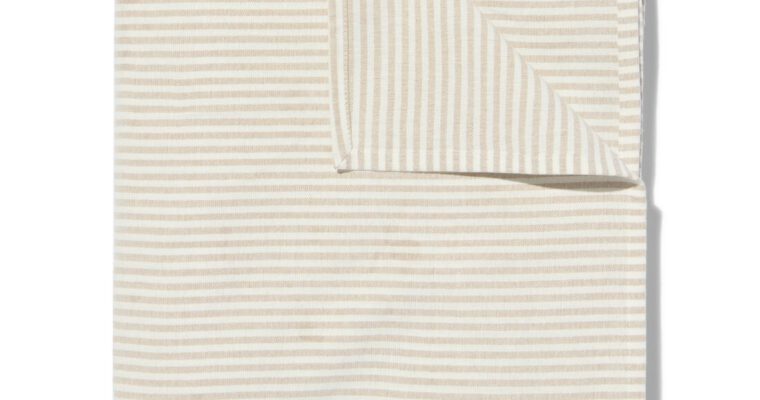 HEMA Tafelkleed Katoen 140×240 Beige Streep (zand) | 8720354926956